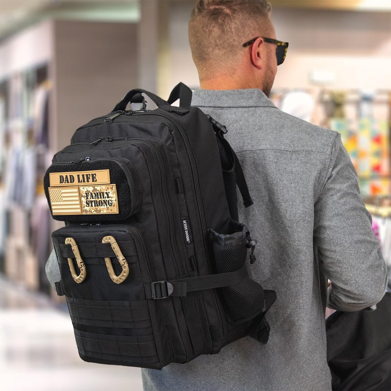 ActiveDoodie Dad Diaper Bag for Men with Removable Patches, Waterproof Tri-fold Changing Pad, Insulated Pouches, Molle Webbing, YKK Zippers, Black - Image 4